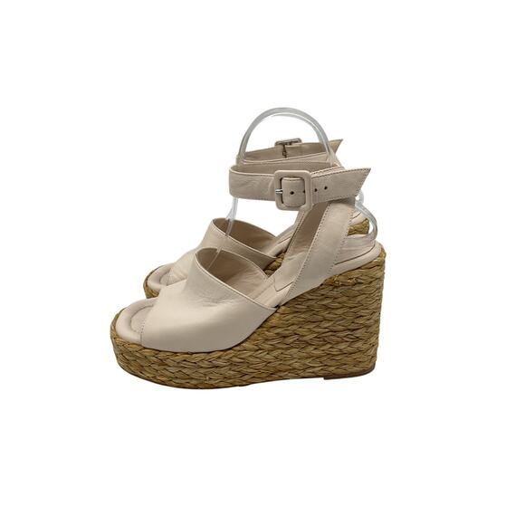 Paloma Barcelo Elegant Cream Clama Wedge Sandals Size 38 - Picture 2 of 6